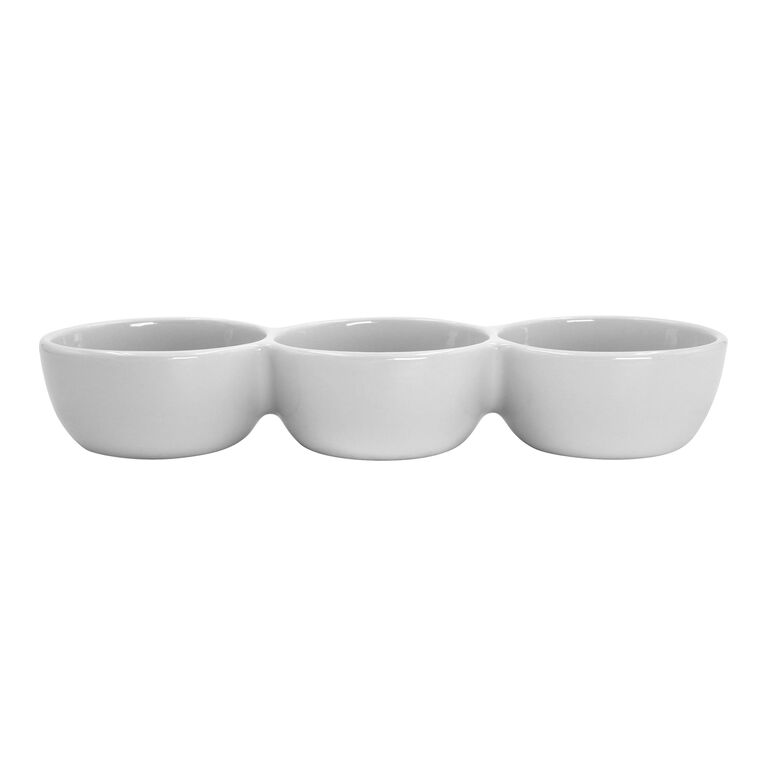 Coupe White Porcelain Connected Dipping Bowls image number 1