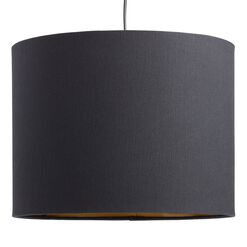 Black Linen Drum Table Lamp Shade with Gold Lining