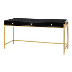 Dennis Wood and Gold Metal Desk with Drawers