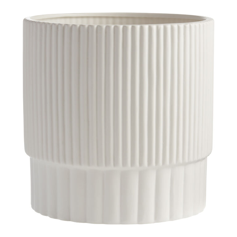 Ivory Ceramic Double Channeled Planter image number 1