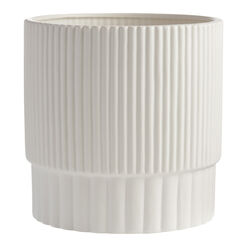 Ivory Ceramic Double Channeled Planter