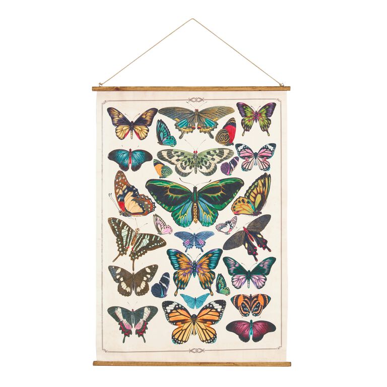 Butterfly Linen Scroll Wall Hanging image number 1