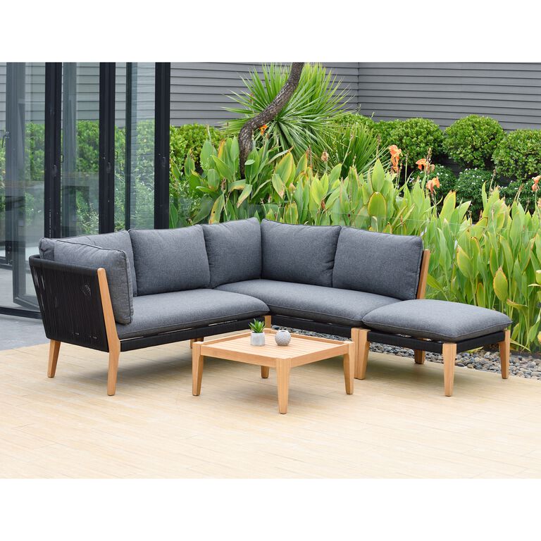 Gryffin Rope Outdoor Sectional Sofa With Coffee Table image number 2