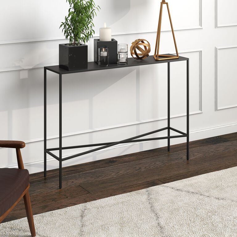 Mille Narrow Black Metal Top Console Table image number 4