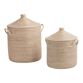 Adira White and Natural Seagrass Basket With Lid image number 0
