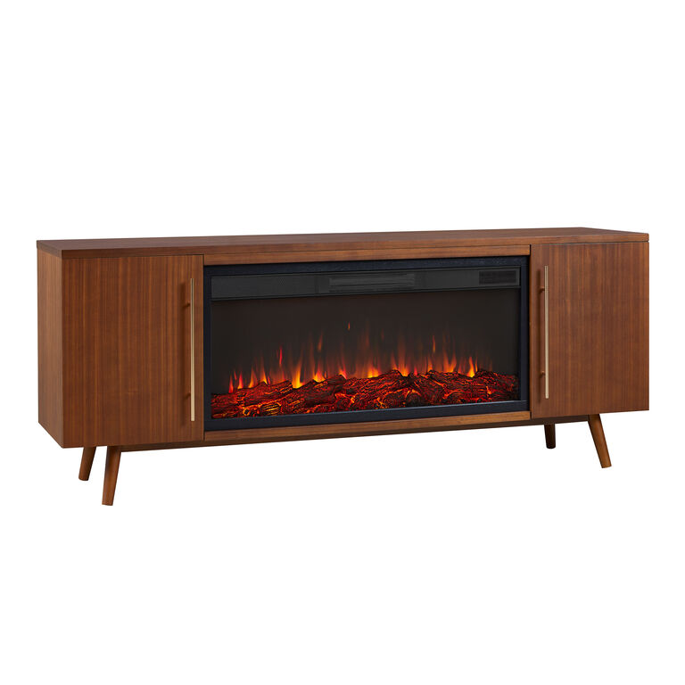 Chester Natural Wood Electric Fireplace Media Stand image number 1