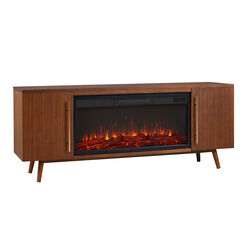 Chester Natural Wood Electric Fireplace Media Stand