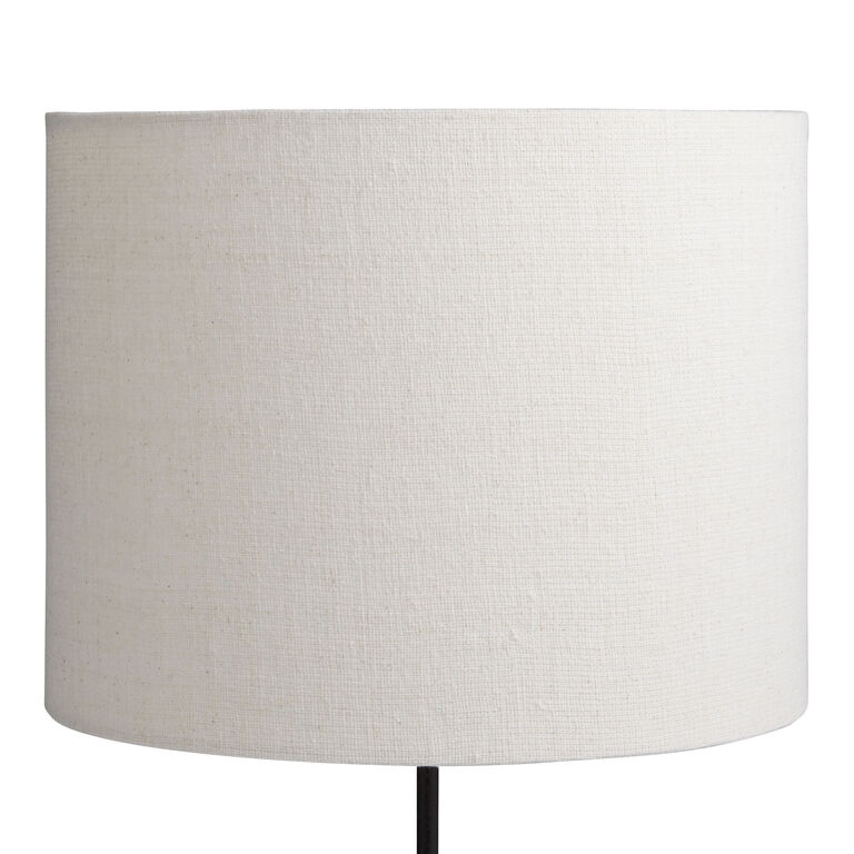Soft White Linen Textured Drum Table Lamp Shade image number 1