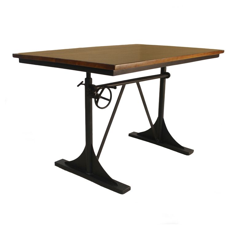 Stellan Wood and Cast Iron Adjustable Height Desk image number 1