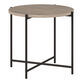 Avery Round Blackened Bronze And Faux Oak Wood Side Table image number 0