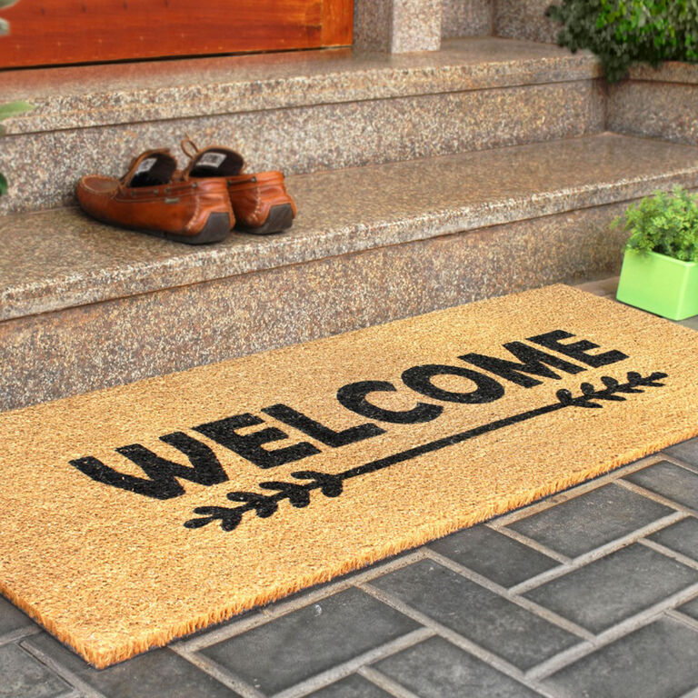 Black and Natural Welcome Coir Doormat image number 4