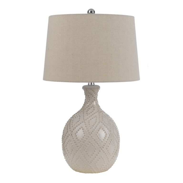 Harden Ivory Ceramic Diamond Table Lamps Set Of 2 image number 1