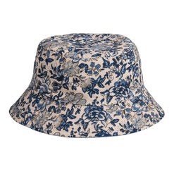 Faux Denim And Blue Floral Reversible Bucket Hat