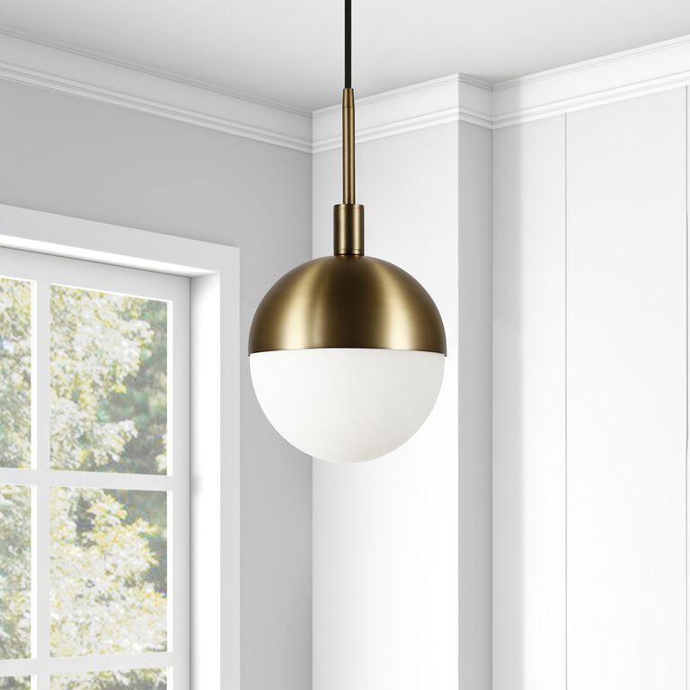 Frosted Glass and Brass Orb Pendant Lamp image number 3