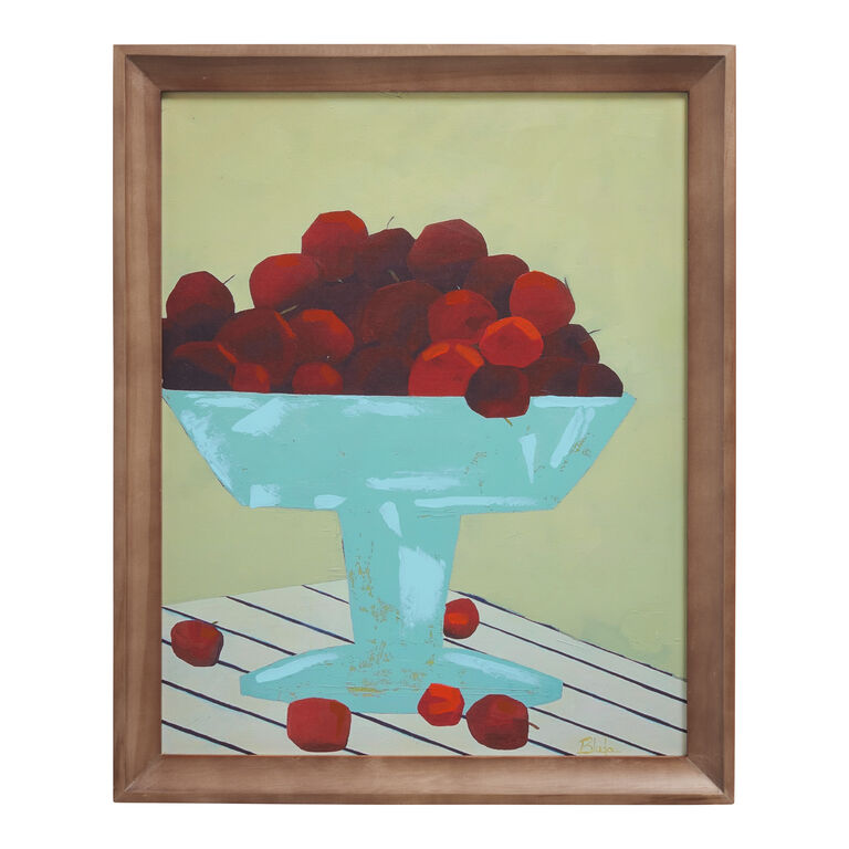 Cherries Still Life By Janet Bludau Framed Canvas Wall Art image number 1