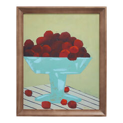 Cherries Still Life By Janet Bludau Framed Canvas Wall Art