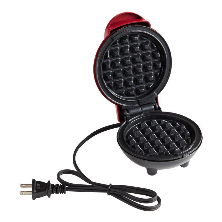 Dash Red Mini Nonstick Waffle Maker image number 3