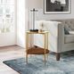 Mae Round Gold Metal and Walnut Glass Top Side Table image number 4