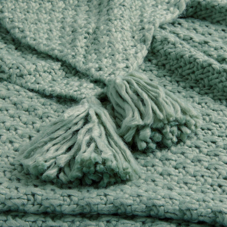 Knit Throw Blanket With Tassels image number 3