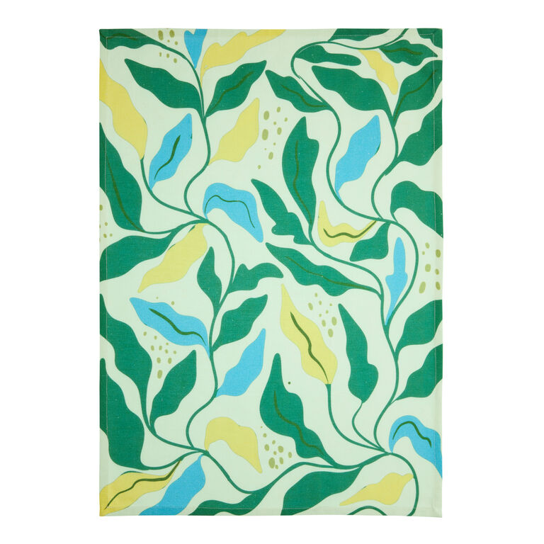 Green And Blue Abstract Leaves Kitchen Towel image number 2