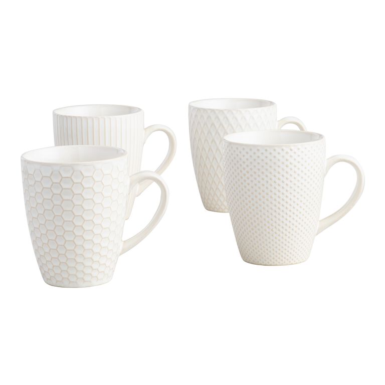 Avery White Textured Ceramic Mug Set Of 4 image number 1