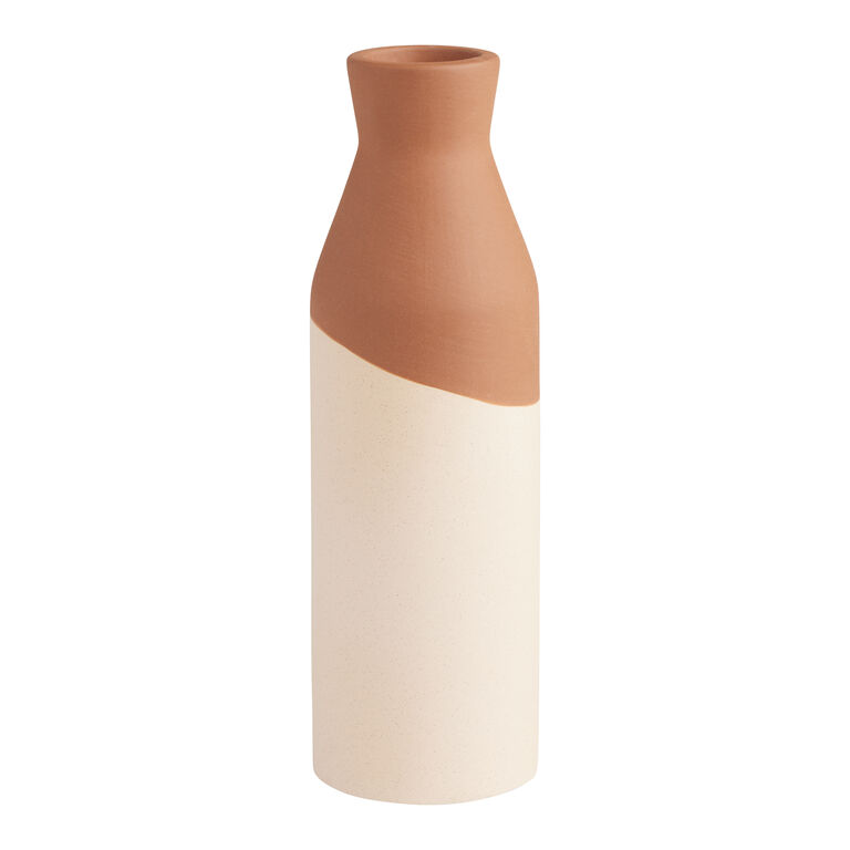 Slim Two Tone Earthenware Dipped Vase image number 1