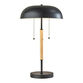 Brooks Black Metal Dome and Natural Wood 2 Light Table Lamp image number 0