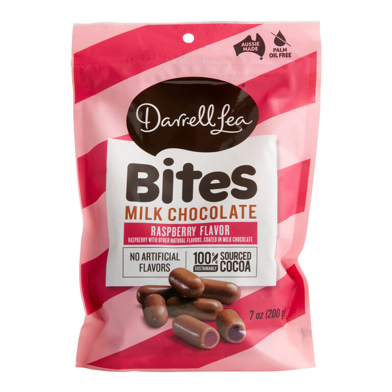 Darrell Lea Milk Chocolate Raspberry Licorice Bites Bag image number 1