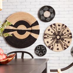 Black and White Seagrass Woven Disc Wall Decor 3 Piece