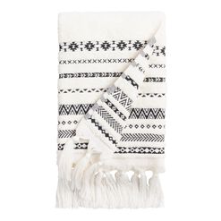Zohra Ivory And Black Geo Stripe Towel Collection