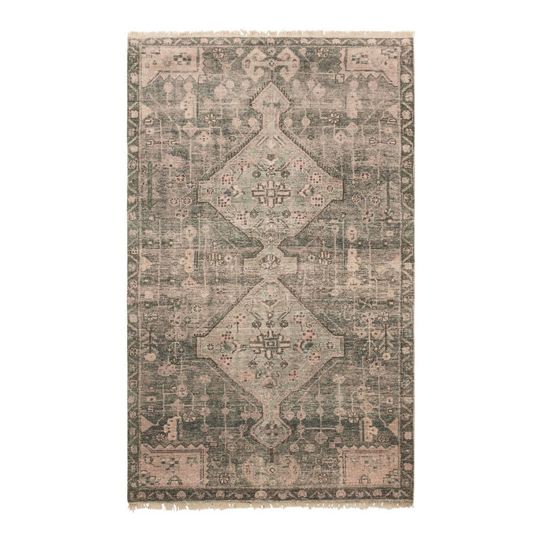 Zola Sage Green Persian Style Cotton Blend Area Rug image number 1