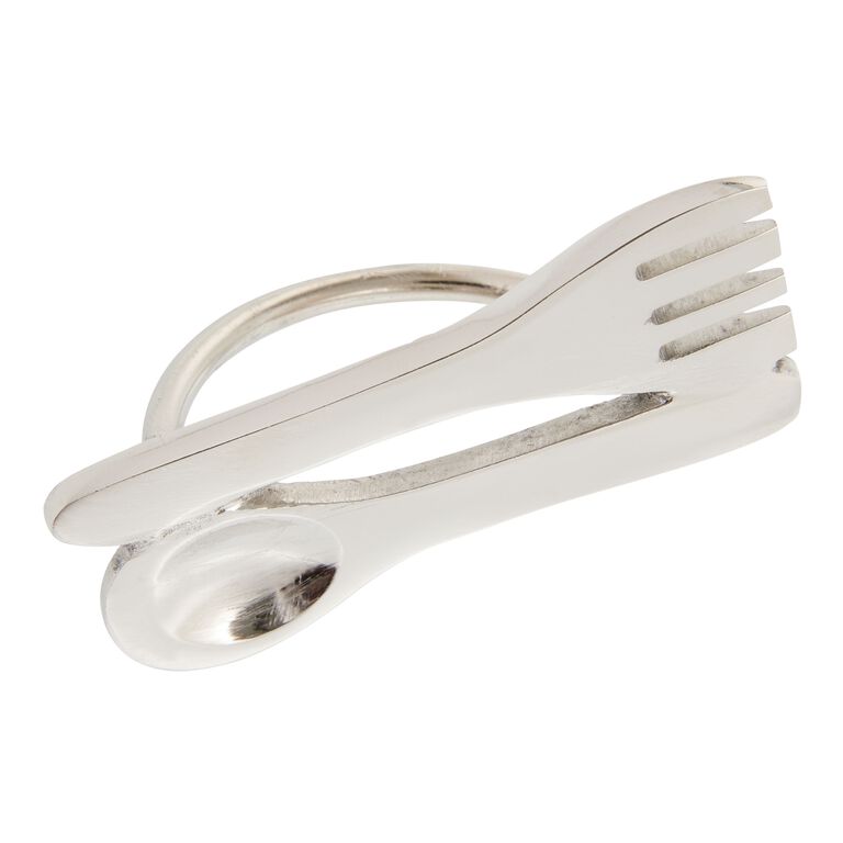 Metal Spoon and Fork Napkin Ring Set of 4 image number 2