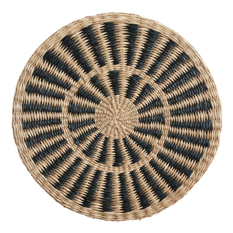 Round Natural and Black Woven Fiber Placemat image number 1