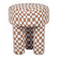 Cherbury Round Brown Checkered Boucle Upholstered Stool image number 2