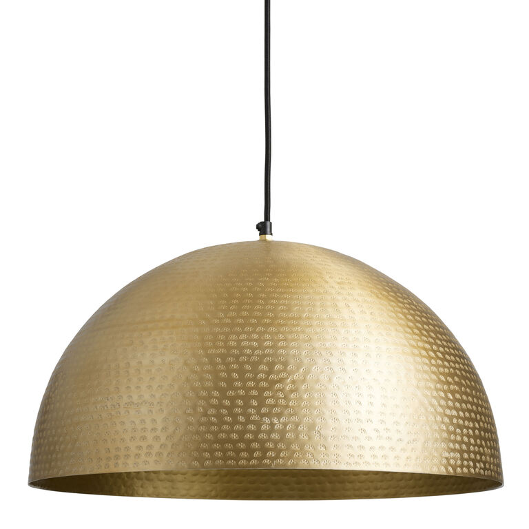 Zuri Hammered Brass Dome Pendant Lamp image number 1