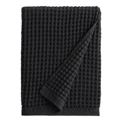 Black Waffle Weave Cotton Bath Towel