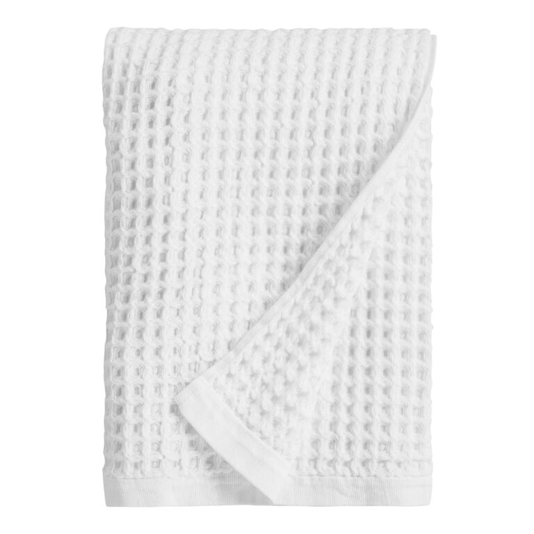 White Waffle Weave Cotton Bath Towel image number 1