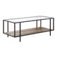 Tess Black Metal and Glass Top Coffee Table with Shelf image number 0