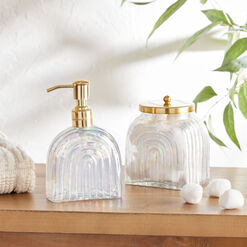 Iridescent Glass Arches Canister with Gold Lid