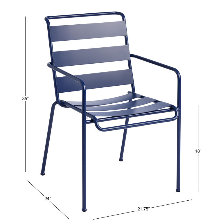 Monteria Steel Slat Outdoor Stacking Dining Armchair Set of 2 image number 7
