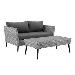 Malique Gray All Weather Outdoor Loveseat & Coffee Table