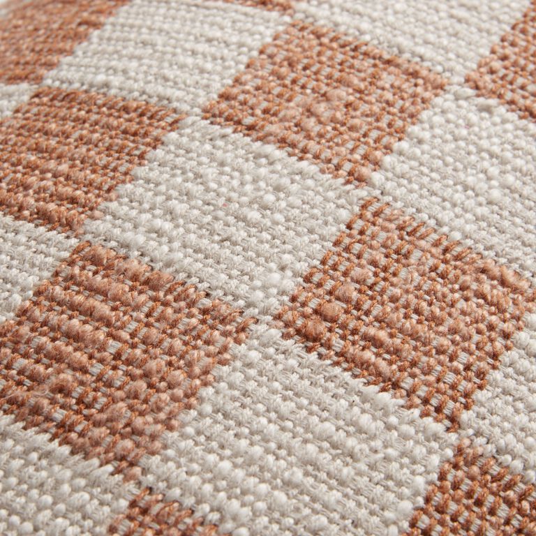 Extra Wide Ivory Checkered Lumbar Pillow image number 5