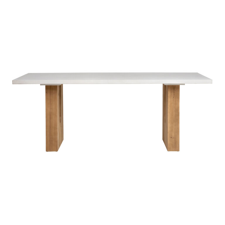 Natal White Concrete and Reclaimed Pine Outdoor Dining Table image number 2