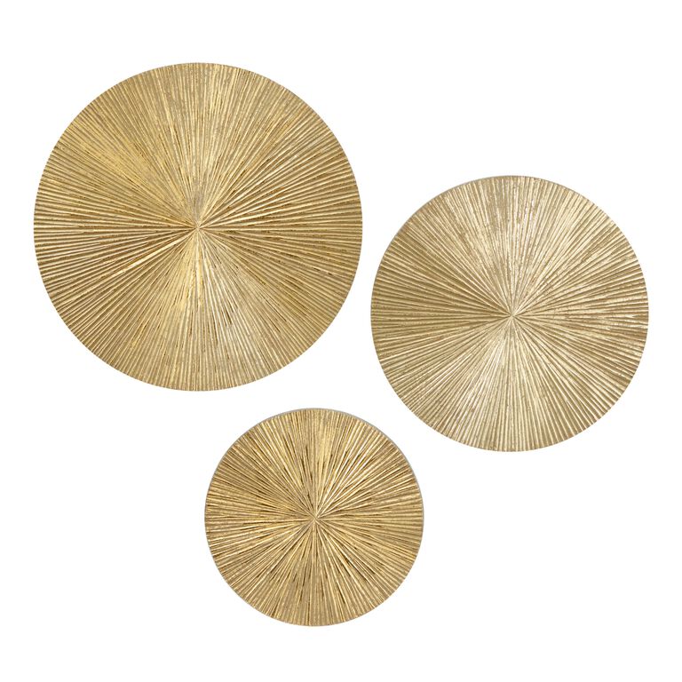Gold Ribbed Plate Wall Decor 3 Piece image number 1