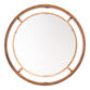 Round Pine Wood and Gold Metal Wall Mirror image number 0