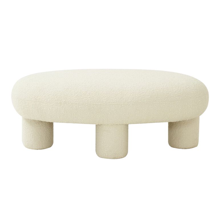Cleo Oval Boucle Upholstered Ottoman image number 1