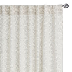 White And Tan Diamond Cotton Sleeve Top Curtains Set of 2