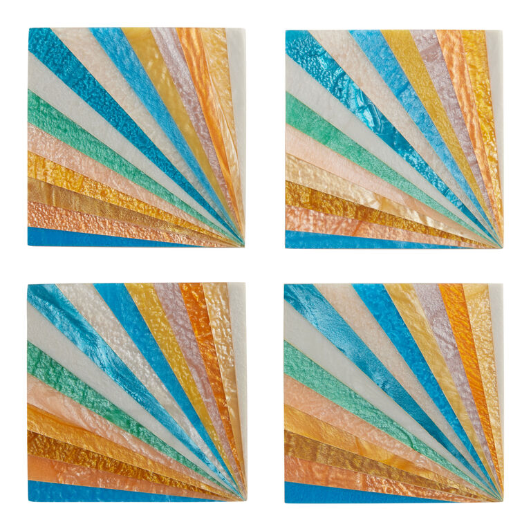 Square Rainbow Resin Coasters 4 Pack image number 1