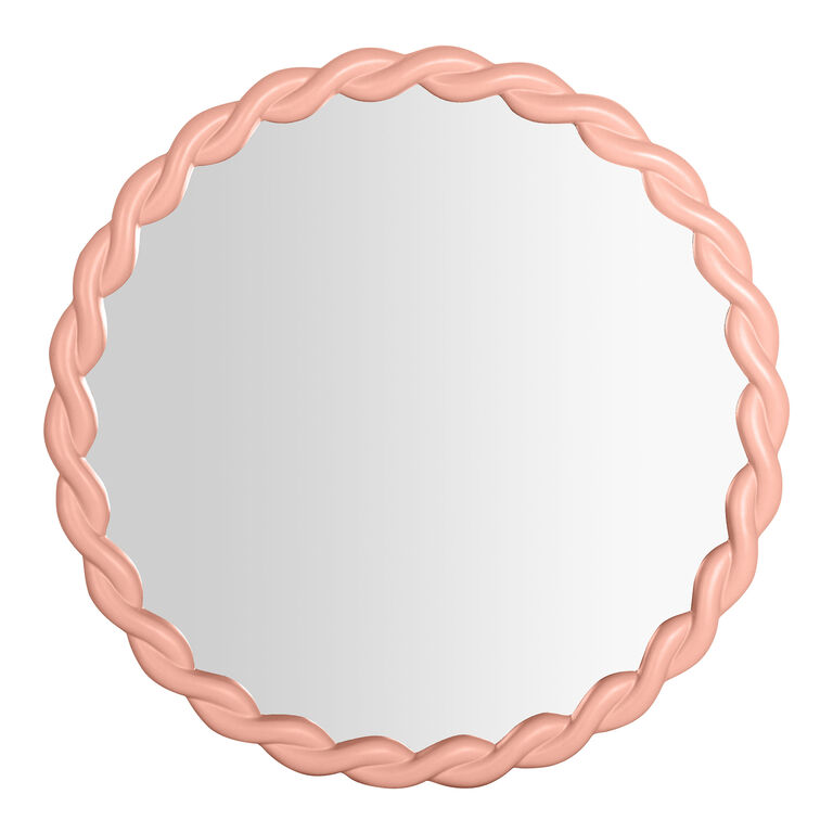 Round Mauve Pink Rope Wall Mirror image number 1