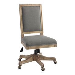 Paige Charcoal Gray Linen Square Back Office Chair